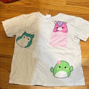 Squishmallows White Tee with Pink and Green Characters